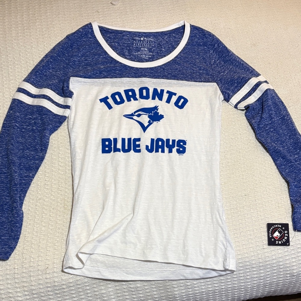 Blue and White Long Sleeve Women's Tee